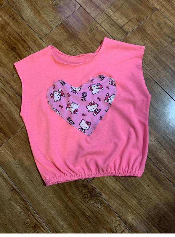 Pink tee with heart patch